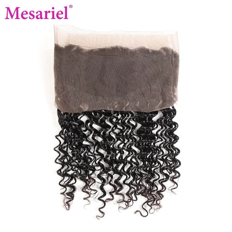 Mesariel Brazilian Deep Wave 360 Free Part Lace Frontal Closure 100% Non-Remy Human Hair Natural Color 10-20 Inch