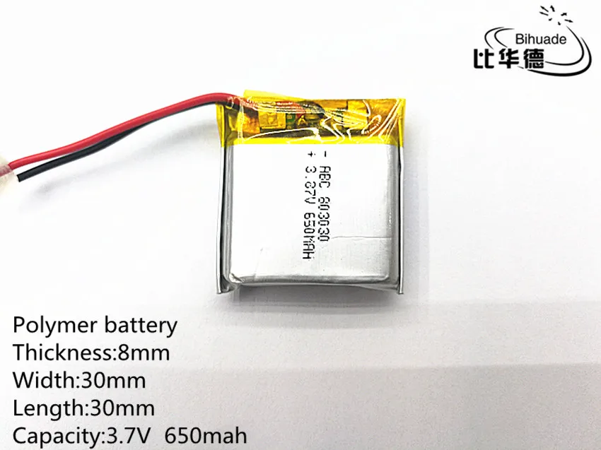 1pcs/lot 3.7V 650mah 803030 Lithium Polymer LiPo Rechargeable Battery For Mp3 Mp4 Mp5 DIY