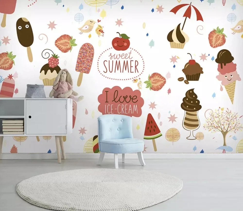 [Самоклеющиеся] 3D Красочные Сладкий Летний десерт 4 обои росписи стены печати настенные наклейки