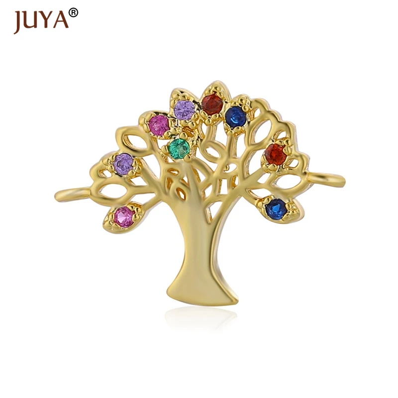 

Charms For Jewelry Making Small size Tree of Life Connectors Charm Fit DIY Bracelets Accessories Copper Insert Zircon Material