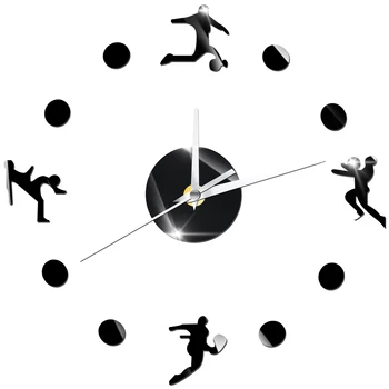 

Football Figure Acrylic Crystal Modern DIY Clock Quartz Quiet Wall Clock Home Decoration Kid's Room 3D Self-adhensive Wall Clock