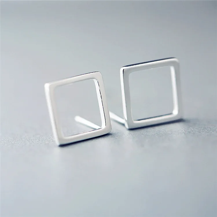 

DreamySky 100% Pure 925 Sterling Silver Square Earrings For Women Girls Christmas Gift Brincos Pendientes