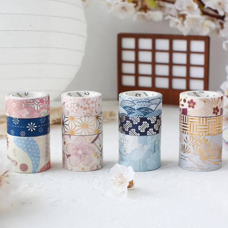 

3pcs/set Japan Style Romantic Washi Tape Set Wave Crane Sakura Masking Tape Scrapbooking Decorative Sticker School Office Supply