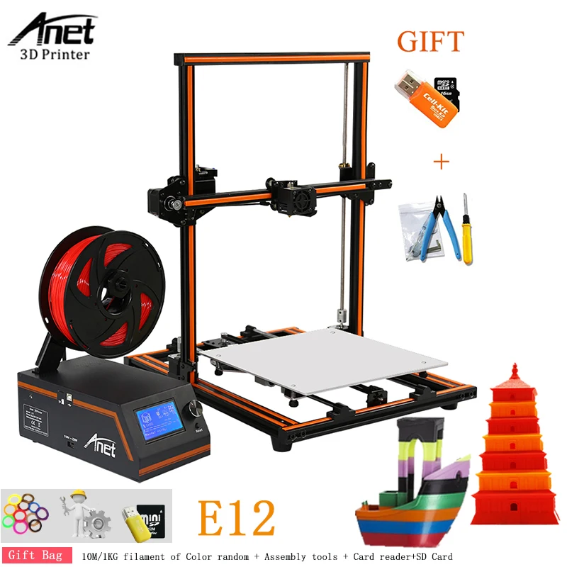 

New Anet E12 3D Printer High Precision Reprap i3 DIY 3D Printer Kit Impresora 3D Large Printing Size With 1KG/10m Random color F