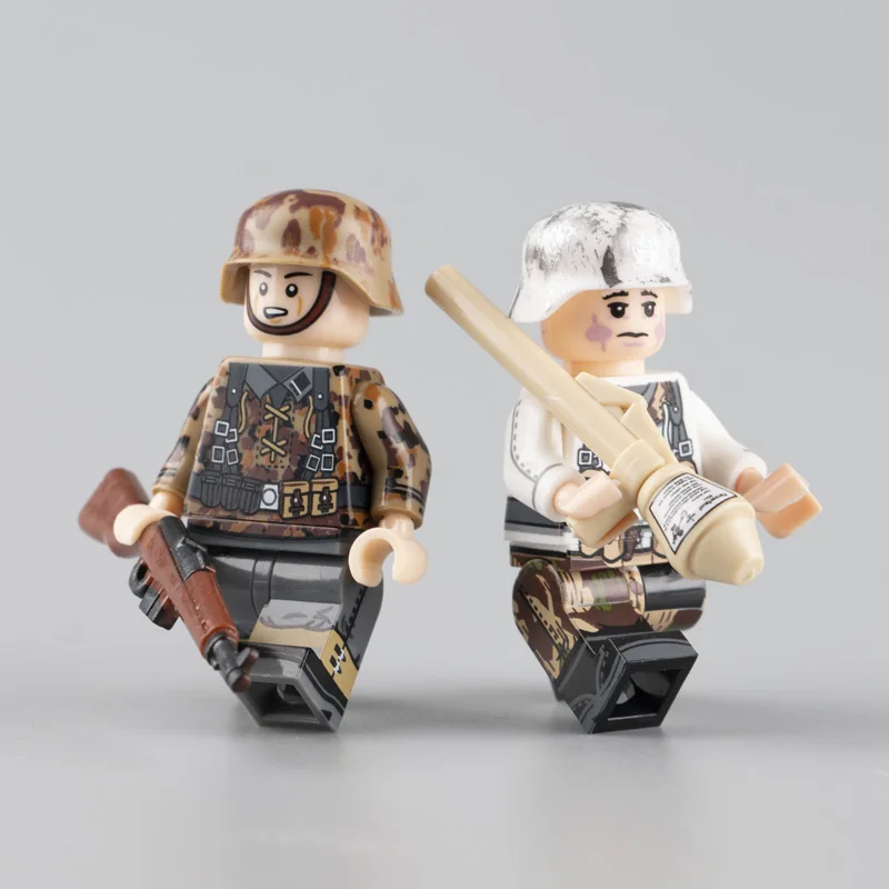 

NEW WW2 Military German Army Soldier Figures Building Blocks German Autumn Army Snowmen Weapon Helmet Bricks Toy for Children