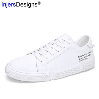 

Fashion Small White Shoes Men Lace-Up Soft Moccasins Comfortable Mens Trainers Genuine Leather Skateboarding Shoes 2019 Sneakers