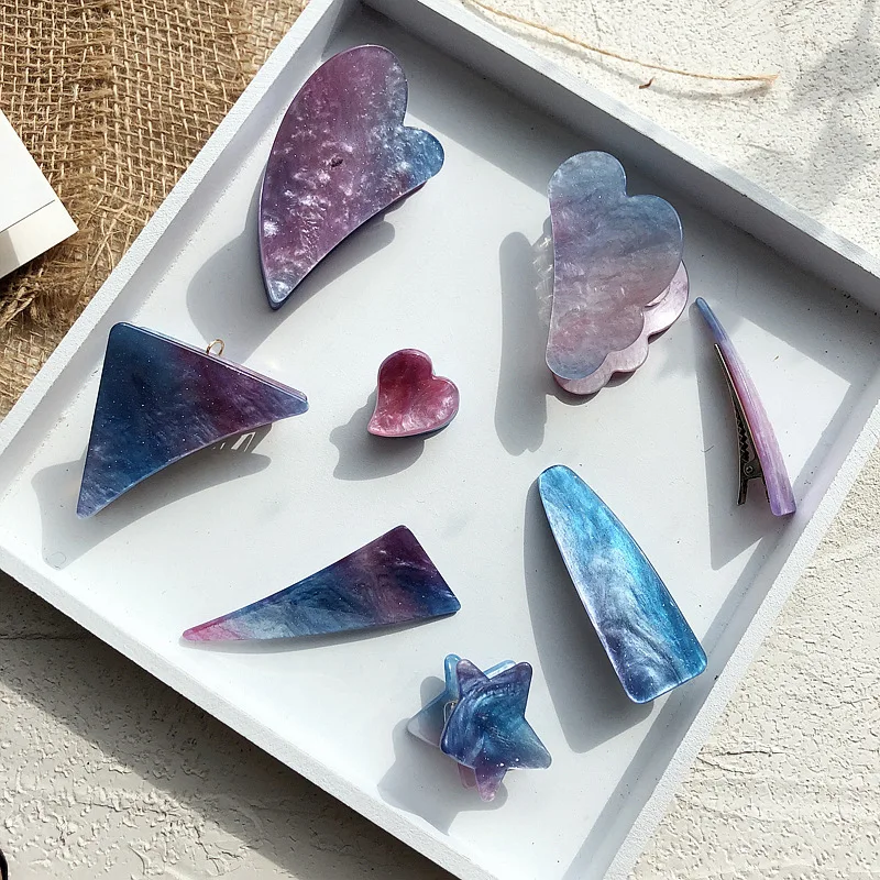 

New Geometric Colorful Hairpins Girls Cute Acetate Hair Clips Starry Sweet Hair Barrettes Women Hair Accessorie