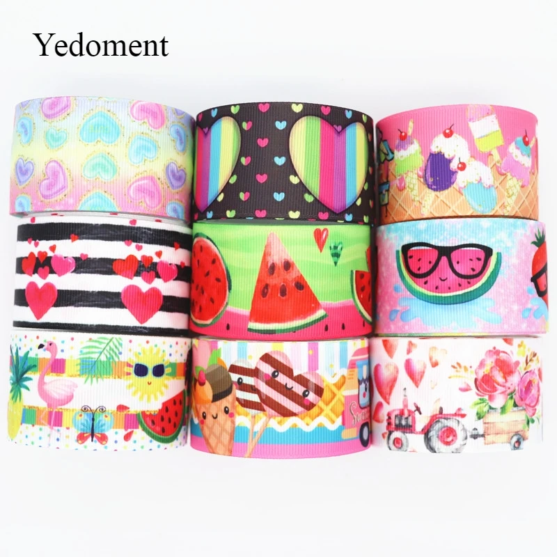 

10 Yards Flowers/Cake Printed Grosgrain Ribbon 1.5" 38MM For Hair Bows DIY Crafts Handmade Accessories M19060102