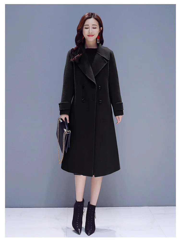 Cachemire black De Longues Nouvelle Mode 752 Automne Manteau Femelle Hiver D'hiver Manteaux Long Veste Femmes Manches Blue Élégantes Laine HUAB5w6q