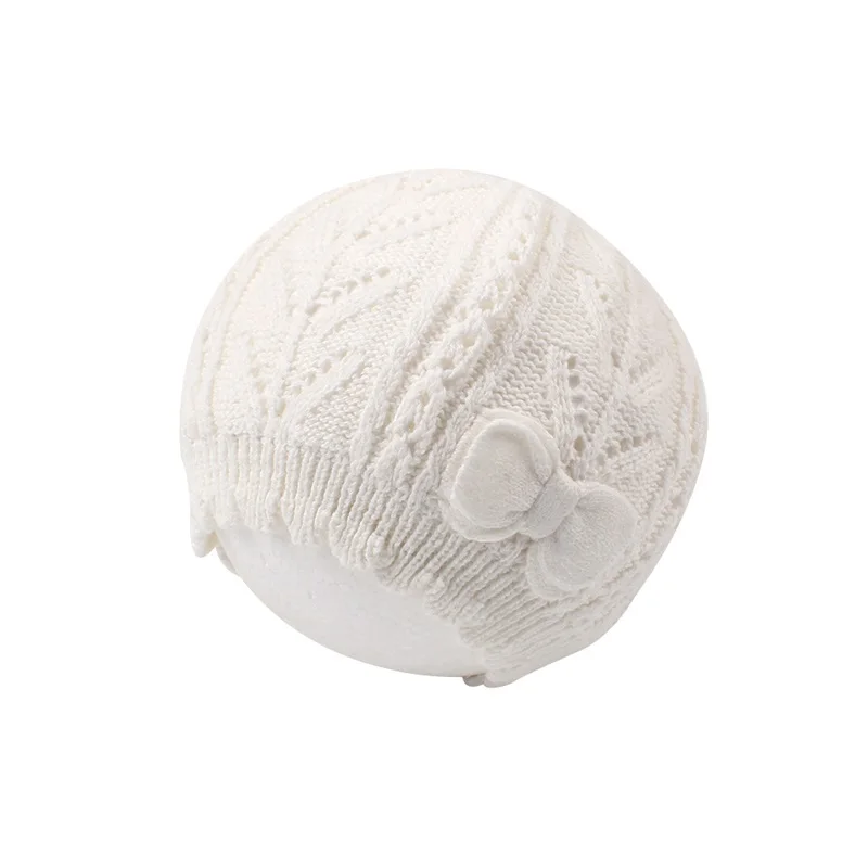 Knitted White Baby Beret Hat For Girls Bow Pricess Baby Beanie Double Layer Autumn Winter Girls Hat High Quality Baby Girls Hat (20)
