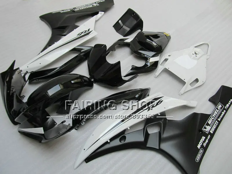 Обтекатели глянцевые черные белые для YAMAHA YZFR6 2006 2007 комплект обтекателей YZF1000 YZF R6