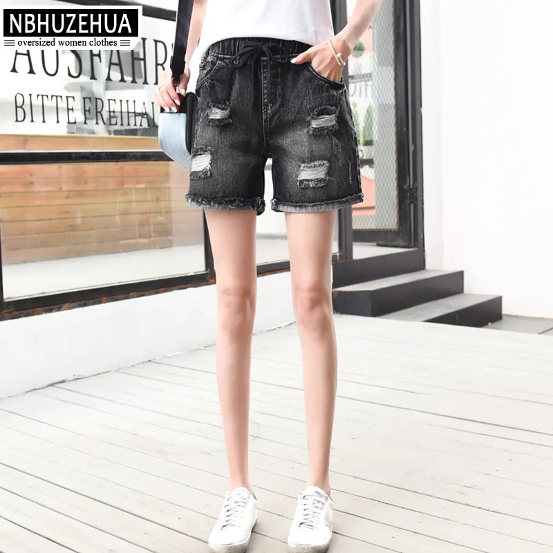 plus size ripped black shorts