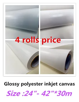 

24inch 36inch 42inch size high bright glossy surface 100% polyester blank inkjet canvas roll for wholesale