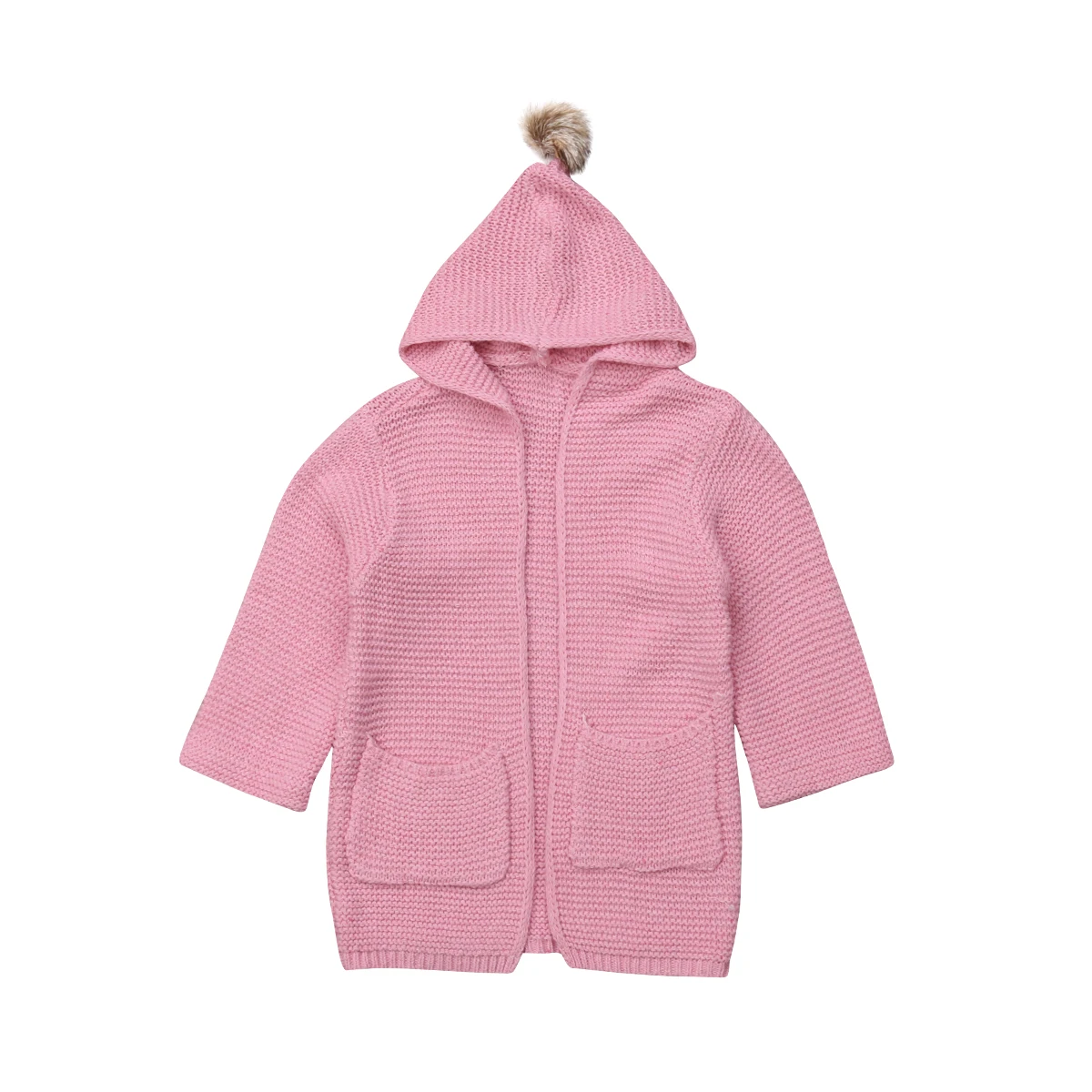 Multitrust модный теплый детский вязаный свитер розового, красного и бежевого цвета для маленьких девочек пальто-кардиган зимняя теплая верхняя одежда