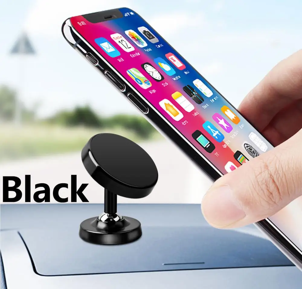 FONKEN Luminous Phone Car Holder Two Way Adjust Car Magnetic Holders Magnet Adsorption Mobile Mount Key Cable Desk Stands - Цвет: Black Car Holder