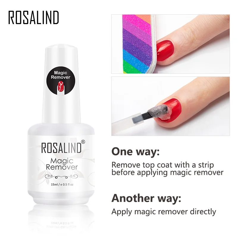 

ROSALIND Nail Gel Polish Magic Remover For Manicure Fast Clean Within 2-3 MINS UV Gel Nail Polish Remove Base Top Coat