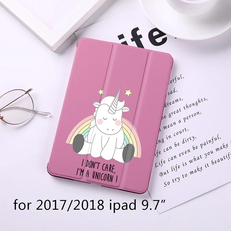 Милый Магнитный флип-чехол с единорогом для Apple iPad 9," Чехол для iPad Air 2 Mini2 из искусственной кожи, складной чехол-книжка с функцией автоматического пробуждения - Цвет: B200066-ipad 2018