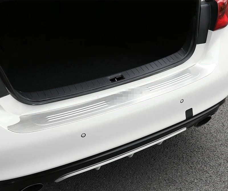 Exterior silver Для Infiniti Q50 порог Статья приемная педаль заднего бампера багажника яркая полоска автомобиля Средства для укладки волос - Цвет: Exterior silver