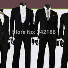 Индивидуальный заказ смокинг для жениха/черный Для мужчин на свадьбу/Костюмы для жениха Для Мужчин's костюмы Жениха/Для мужчин Нарядные Костюмы для свадьбы