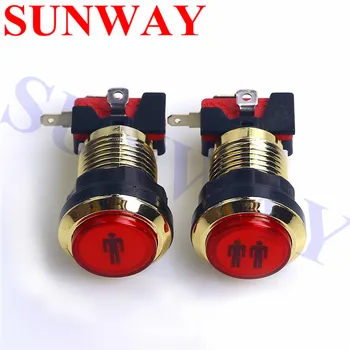 

Free Shipping 5Sets 1P/2P Chrome gold plated LED Illuminated push button with microswitch Arcade Game Machine Cabinet Parts