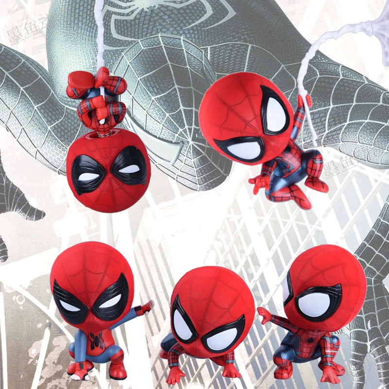 

Mini Q Version Spider Man Homecoming PVC Figures Kids Room Collection Desktop Toys Car Decorations Birthday Xmas Gifts 7*9cm