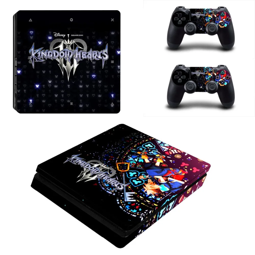 Виниловая наклейка для консоли Playstation 4 Slim Skin и 2 контроллеров-Game Kingdom Hearts 3 |