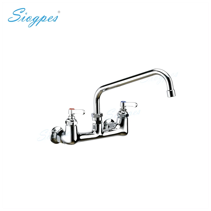 

8" 203mm Wall Mount Commercial Kitchen Sink Faucet with Swing Nozzle for Food Service