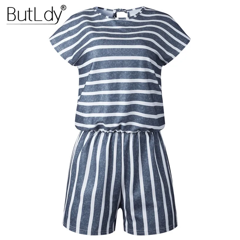 Striped Loose Playsuits Bodysuit Rompers Women Summer 2019 Casual Beach Jumpsuit Shorts Short Sleeve Elegant Overalls For Women Striped Loose Playsuits Bodysuit Rompers Women Summer 2019 Casual Beach Jumpsuit Shorts Short Sleeve Elegant Overalls For Women