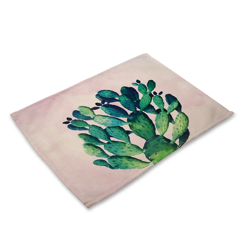 Tropical Cactus Kitchen Table Mats Cotton Linen Table Napkin Floral Decorative Placemats Coasters