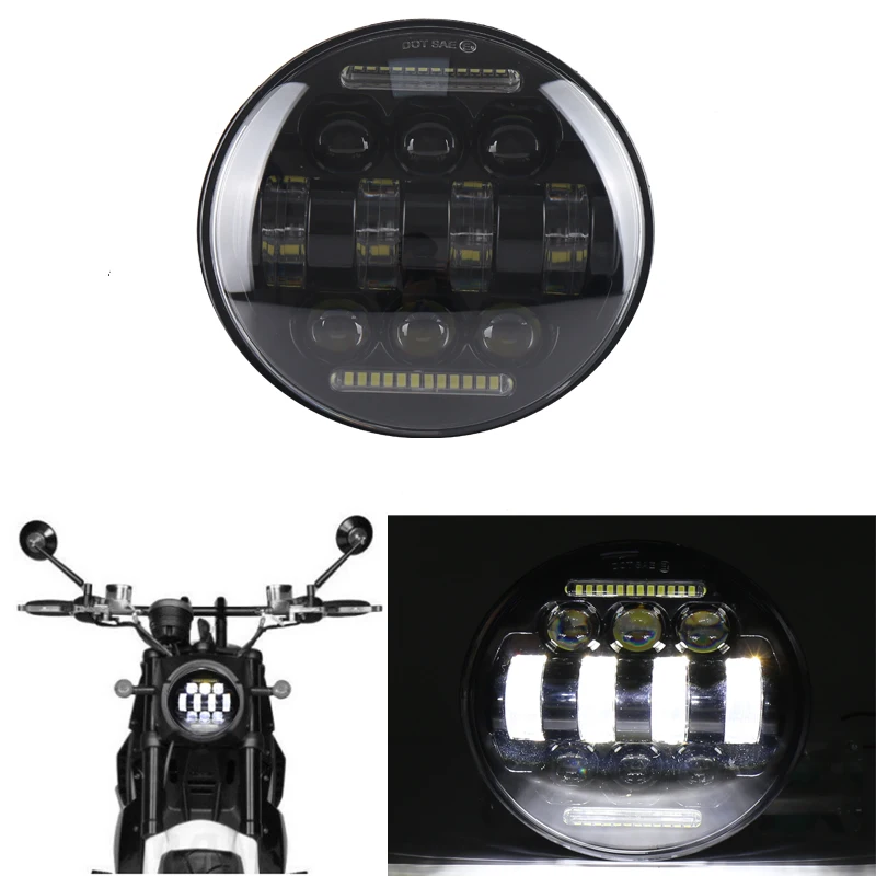 

Moto 5-3/4" DRL halo Headlamp for Honda Touring Dyna Softtail Sportster 1200 883 Motorcycle 5.75 inch Projector LED Headlight