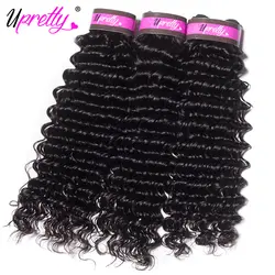 Upretty волосы индийские Волосы remy глубокая волна 3 Связки предложения 100% Пряди человеческих волос для наращивания глубоко вьющиеся 10 до 28