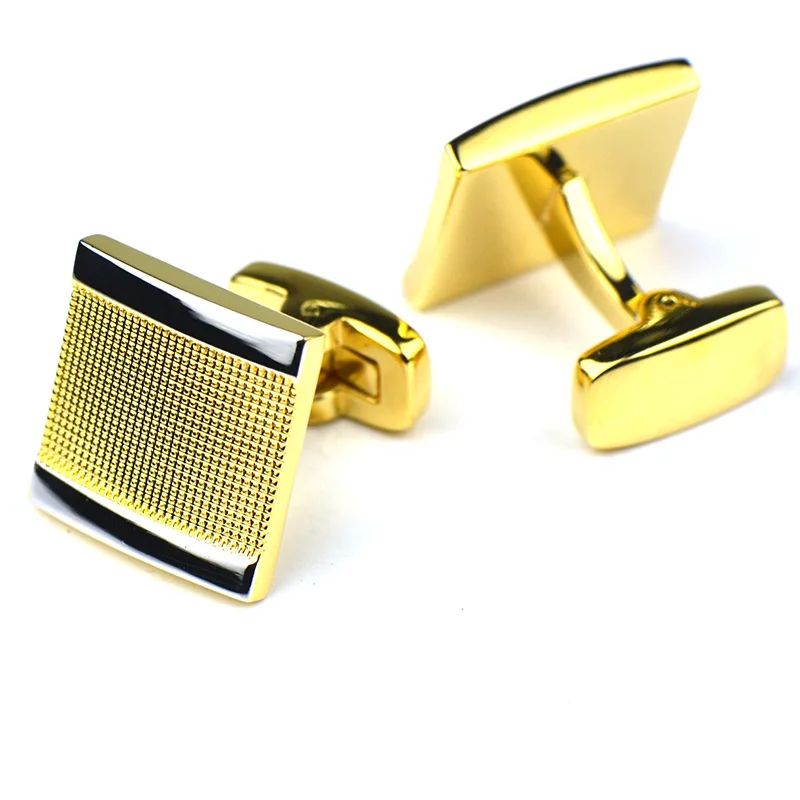 

Bridegroom Wedding Evening Party Business Men French Shirts Cuff Links Plaid Cufflinks Golden Silvery Cufflink With Gift Bag