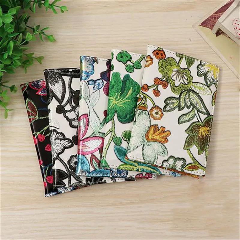 

Women Passport Cover Floral Waterproof Credit Card Holder Travel Leather Card Wallet Tarjetero Porte Carte Bancaire