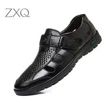 Лидер продаж; мужские летние ажурные сандалии; классические Нескользящие черные, коричневые мягкие кожаные дышащие мужские праздничные сандалии