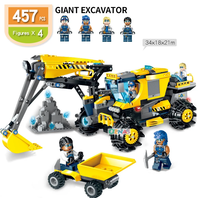 

Construction Engineering navvy excavator Kyanite Squad Enlighten Building Brick Blocks Match with famous brand toy Children gift