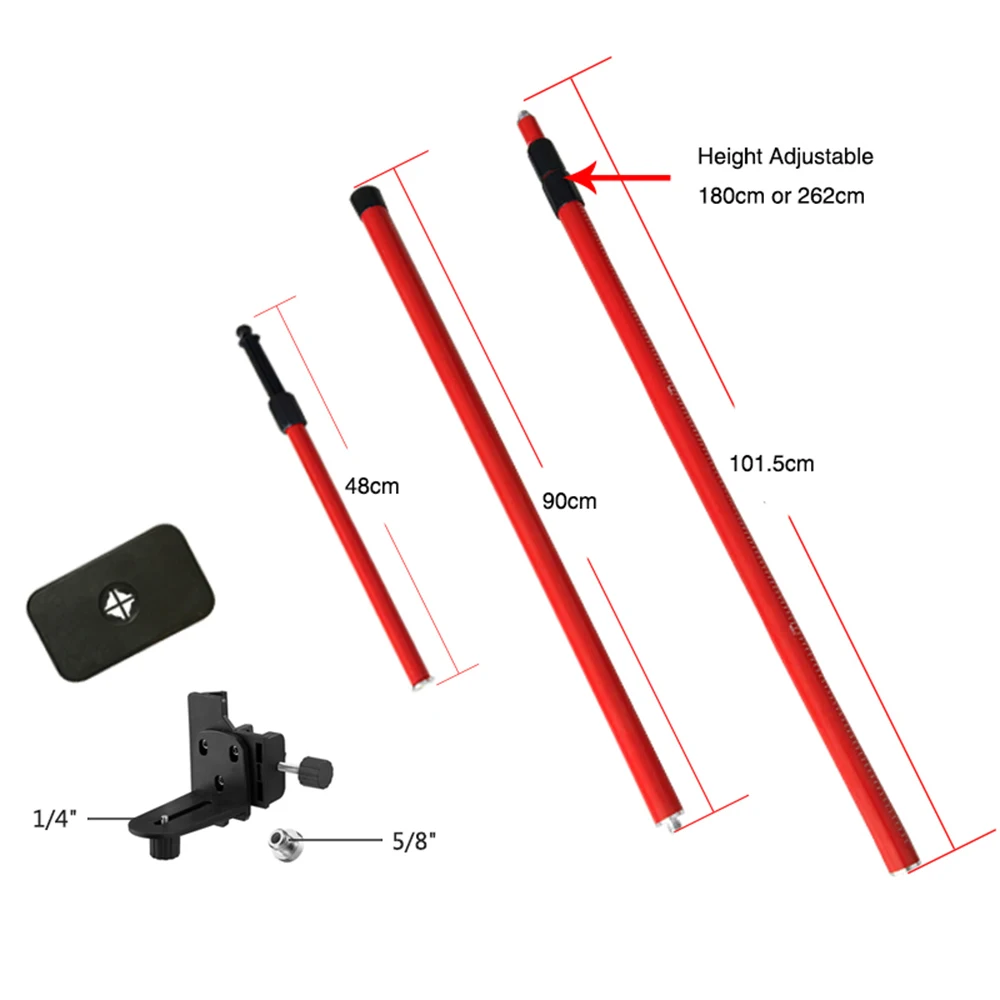4 м красный удлиняющий телескопический полюс 1/" и 5/8" крепление интерфейса потолочный Выравнивающий стержень для лазерного уровня