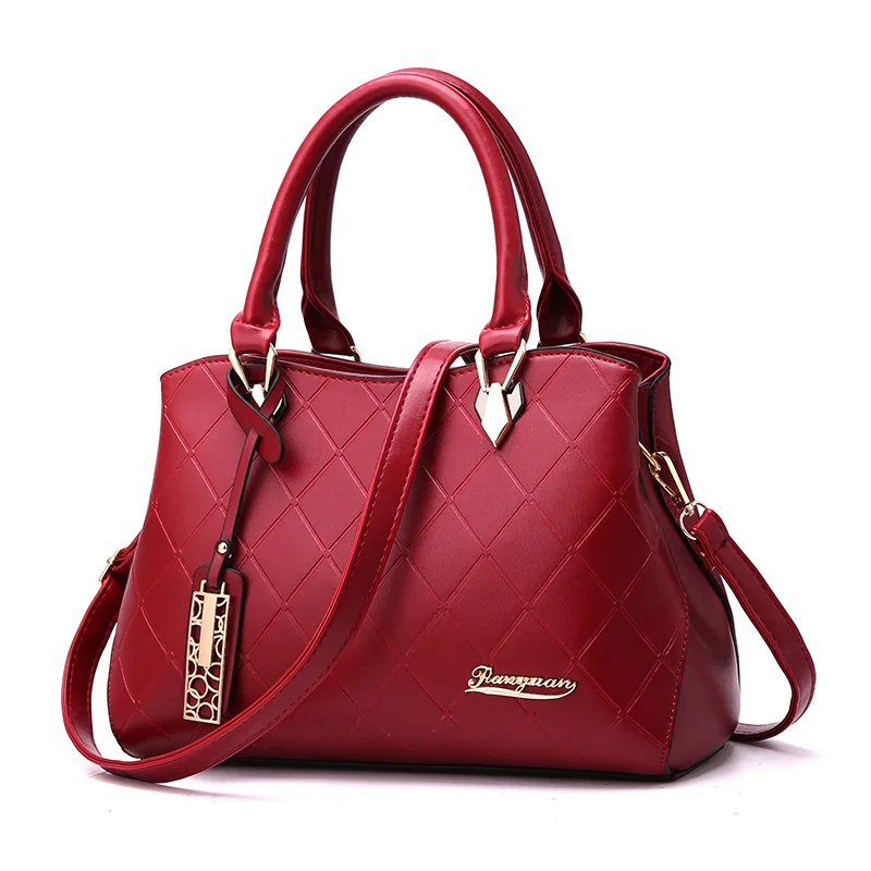 Новые женские кожаные сумки высокого качества, женская сумка на плечо, женская сумка, модная повседневная сумка-тоут, женские полосатые ручные сумки - Цвет: Бургундия