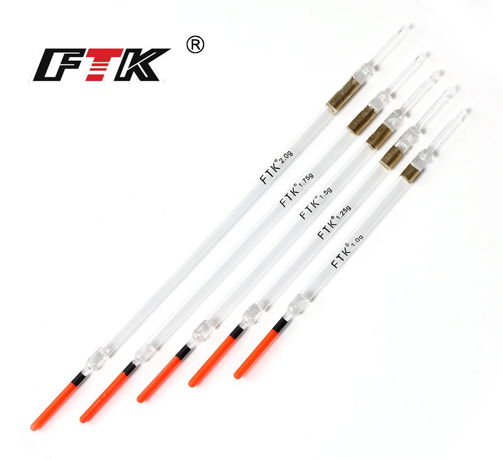 

FTK FishingFloat 10PCS/Lot Nylon Plastic Float 1.0g/1.25g/1.5g/1.75g/2.0g Crystal Plastic Fishing Floats Tube Set Fishing Tackle