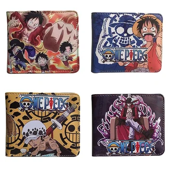 

Cute Cartoon One Piece Leather Wallets Woman Men Card Holder Purse Japanese Anime Gifts Short Wallet with Zipper Coin Pocket