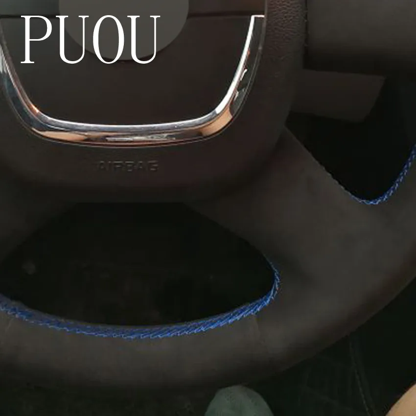 Черный замшевый чехол рулевого колеса автомобиля Puou для Skoda Octavia Superb 2012 Fabia a 5 a5 2013