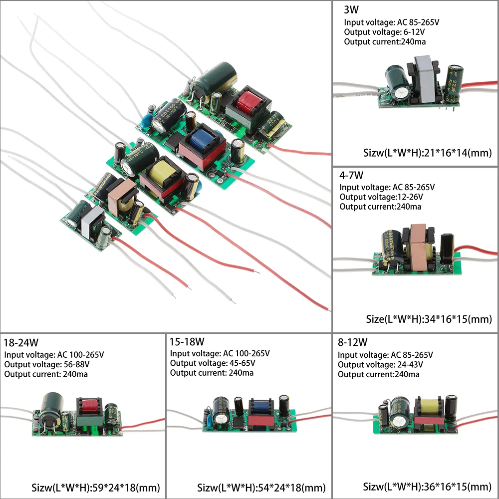 1 шт. 3-24 Вт Светодиодный драйвер вход AC110V 220 в источник питания встроенный постоянный ток 240 мА Трансформаторы освещения для DIY светодиодный лампы