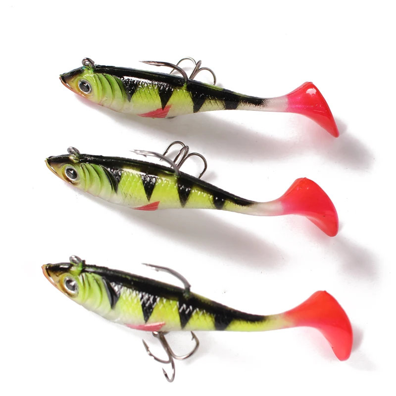 Anmuka 3pcs soft lure lead head Fish fishing lure 80mm/11g green