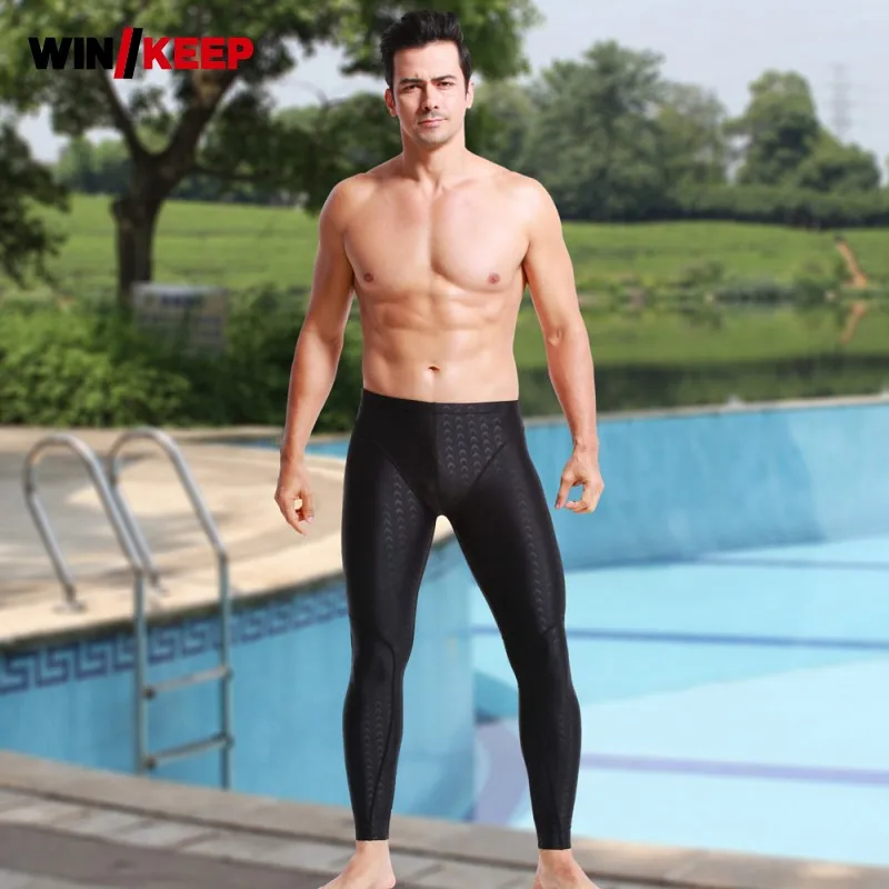

Professional Mens Swimming Pants Skinny Sun-protective Diving Snorkeling Swimmwear Bottom Ankle Length Elastic Sports Pants 4XL