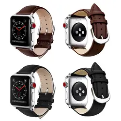 Новое поступление кожаный ремешок iWatch 38 мм 40 мм 42 мм 44 мм черный коричневый ремешок для часов для серии 4/3/2/1