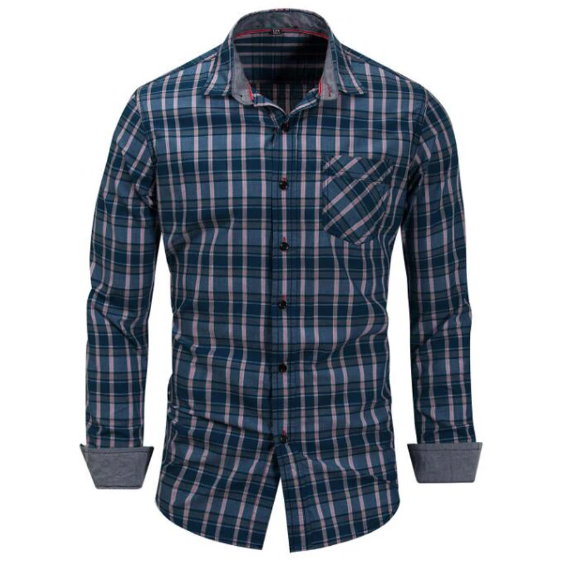 Men's shirts Spring Autumn Long Sleeve High Quality Cotton Shirt Men Business casual Brand plaid shirt camisa masculina 