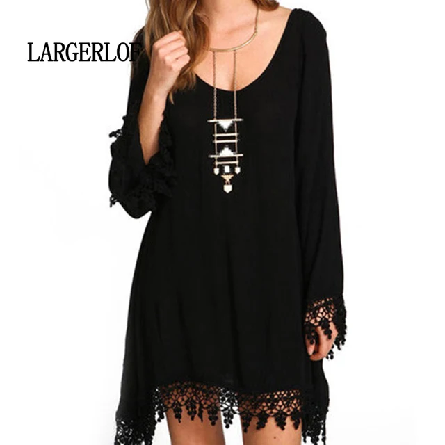 LARGERLOF Dresses Large Sizes Elegant Dress Plus Size Tassel Jumper