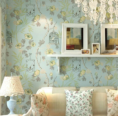 warm pastoral fashion ikea environmental non woven wallpaper bedroom study room tv background wall paper roll electric mixer