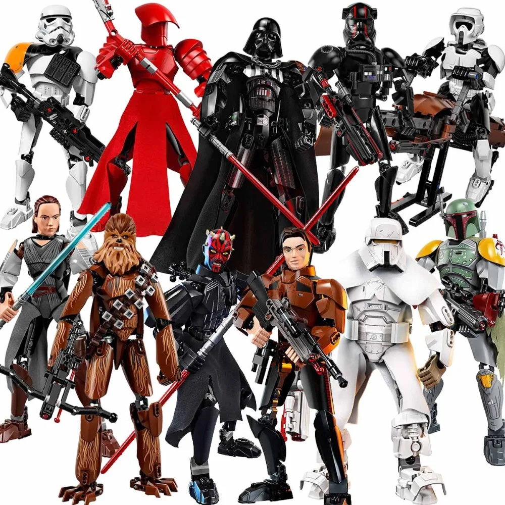

Star Series War Building Blocks Darth Vader Boba Fett Chewbacca Maul Obi-Wan Kids Action Figures Toys compatible with legoeding