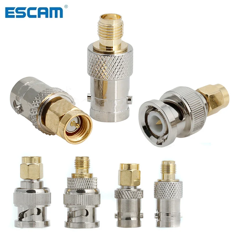 

ESCAM 4pcs BNC To SMA Connectors Type Male Female RF Connector Adapter Test Converter Kit Set