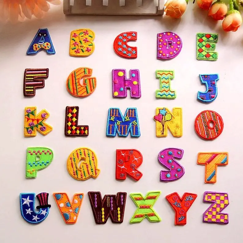 

Colorful Letters Patch Alphabet Embroidered Applique Letters iron on Patches